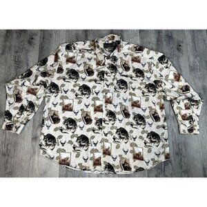 North River Hunting Shirt Big Mens 2X Long Sleeve Button Deer Buck All Over